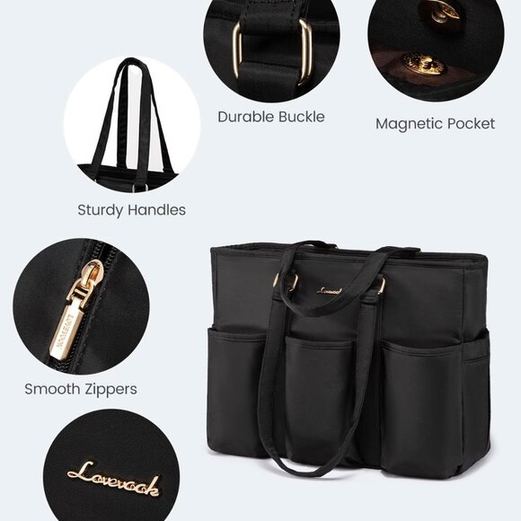 17 Inch Laptop Tote Bag for Women Work, Teacher Tote Bag Nurse Bag, Professional - Picture 9 of 9